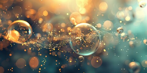 Abstract Golden Spheres and Connections: A Digital Art Exploration