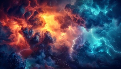 A breathtaking close up of striking lightning illuminating a dramatic, tumultuous sky at dusk