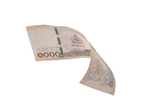 one thousand thai baht banknote , 1000 bath money note,  bath is the national currency of thailand, business concept. clipping path.