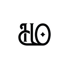 HO monogram logo design letter text name symbol monochrome logotype alphabet character simple logo