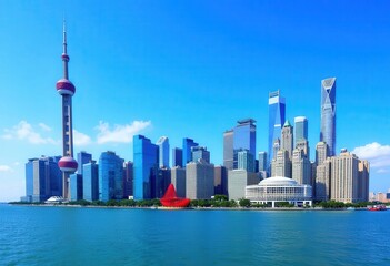 Obraz premium Shanghai Skyline: Modern Architecture and Tower 