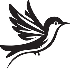 Obraz premium Minimalist black and white bird vector design perfect for logos, illustrations, and creative projects. Clean lines and simple design make it versatile for various digital and print applications.