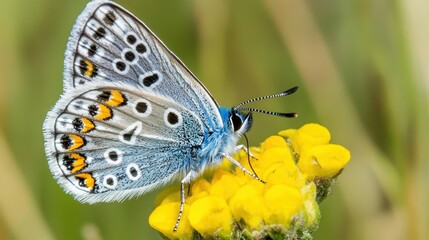 Obraz premium Colorful Butterfly on Bright Yellow Flower in Natural Setting