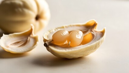 Creamy White Fruit Seeds Revealed Inside