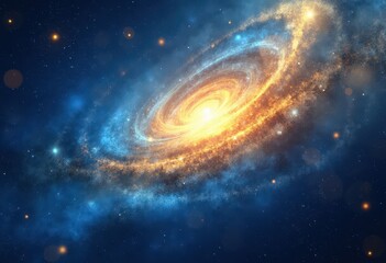Spiral Galaxy: Cosmic Swirl of Blue and Gold

