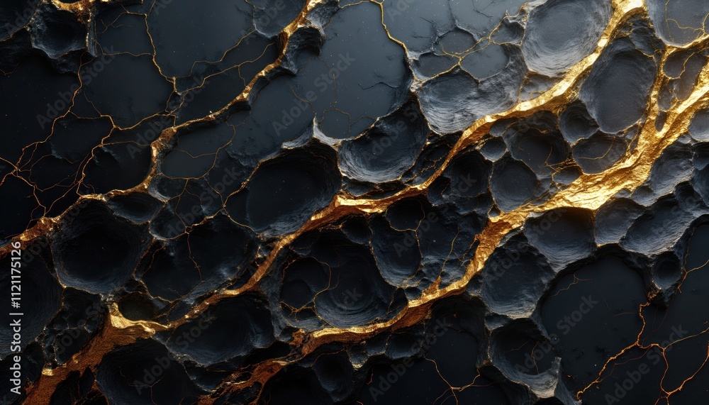 Aufkleber Abstract luxury black and gold fluid art. Stylish design with intricate patterns. Modern style marble background. Unique texture. Ideal for luxury branding projects.