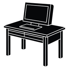 computer desk silhouette vector illustration