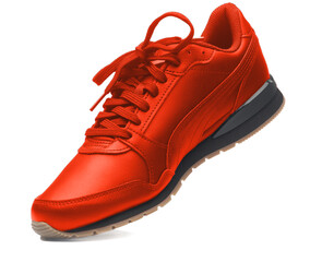 red leather sneaker on isolated on a white background. sports shoes