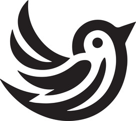 Obraz premium Minimalist black and white bird vector design perfect for logos, illustrations, and creative projects. Clean lines and simple design make it versatile for various digital and print applications.