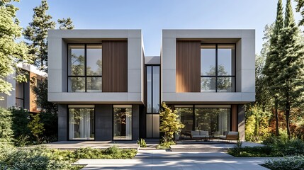 Luxurious modern duplex house captured in high-resolution detailed imagery