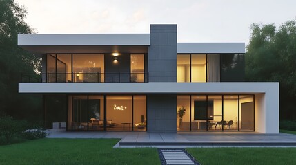 Luxurious modern duplex house captured in high-resolution detailed imagery