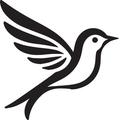 Obraz premium Minimalist black and white bird vector design perfect for logos, illustrations, and creative projects. Clean lines and simple design make it versatile for various digital and print applications.
