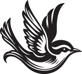 Minimalist black and white bird vector design perfect for logos, illustrations, and creative projects. Clean lines and simple design make it versatile for various digital and print applications.