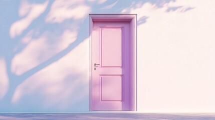 pastel-colored door with subtle details, the soft tones creating a warm, welcoming atmosphere against a white wall