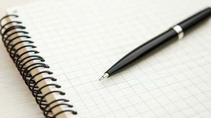 Writing inspiration blank notebook and pen on table creative workspace minimalist design close-up view planning ideas