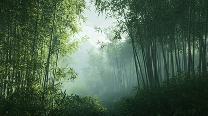 Obraz premium bamboo forest stretching into the distance. The tall, slender bamboo shoots create a feeling of tranquility