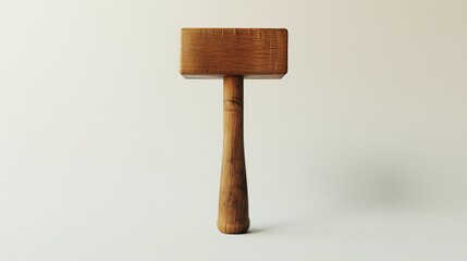 A traditional wooden mallet with a smooth finish, emphasizing its simple design on a white backdrop.