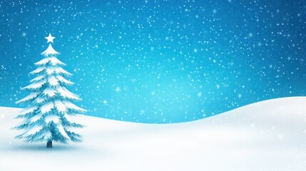Fototapeta premium Snowy Christmas Tree in Winter Wonderland with Sparkling Snowflakes