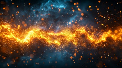 Naklejka premium Abstract background. A dynamic visual of fiery energy waves amidst a cosmic background.