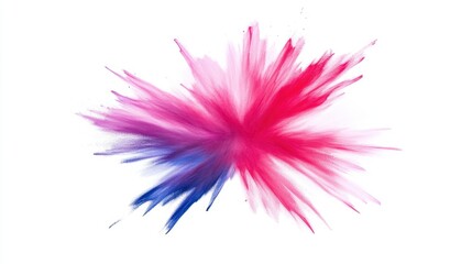 Vibrant Burst of Pink and Blue Colorful Pigment Explosion on White