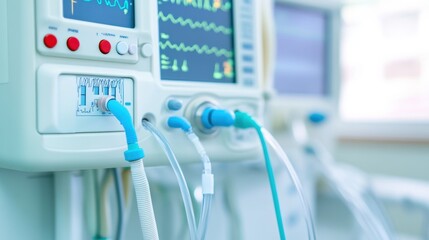 Medical Equipment Monitors with Graphs and Monitors in Hospital