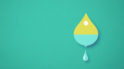 Minimalist Water Drop Design in Bright Colors on Teal Background