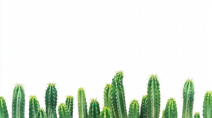 cactus, its vivid green color and sharp spines contrasted sharply against a simple white background, creating a bold yet minimalistic visual effect