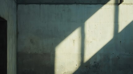 Abstract Play of Light and Shadow on a Concrete Wall Interior