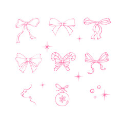 set of pink bows hand made vector 