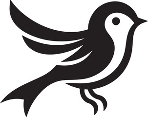 Obraz premium Minimalist black and white bird vector design perfect for logos, illustrations, and creative projects. Clean lines and simple design make it versatile for various digital and print applications.