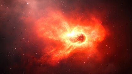 Fiery Cosmic Explosion in Deep Space with Colorful Nebula Background