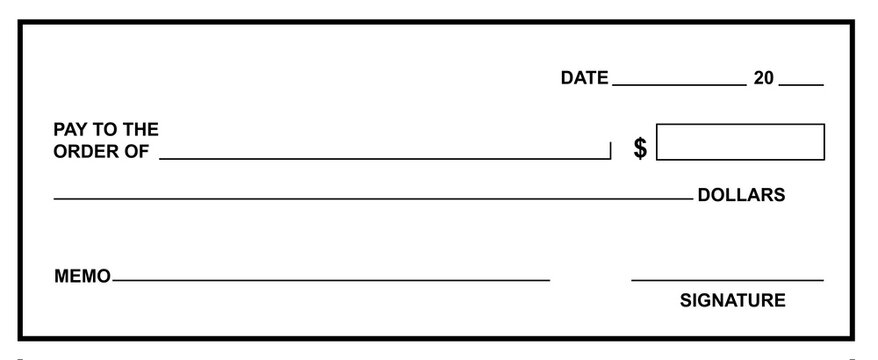 blank cheque template. 300dpi