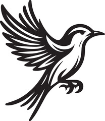 Fototapeta premium Minimalist black and white bird vector design perfect for logos, illustrations, and creative projects. Clean lines and simple design make it versatile for various digital and print applications.