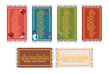 多種多様なフレーバーチョコのパッケージ