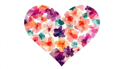 Floral heart design creative artwork digital art vibrant colors abstract viewpoint love concept for home decor