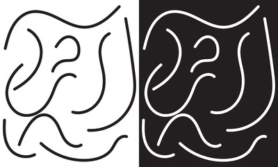 Organic irregular bold lines seamless pattern. Vector wavy strokes ornament. isolated on white and black background. Vector illustration.  EPS 10