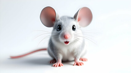 Cute cartoon mouse on white background