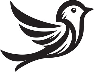 Obraz premium Minimalist black and white bird vector design perfect for logos, illustrations, and creative projects. Clean lines and simple design make it versatile for various digital and print applications.