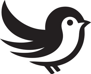 Obraz premium Minimalist black and white bird vector design perfect for logos, illustrations, and creative projects. Clean lines and simple design make it versatile for various digital and print applications.