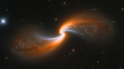 Fototapeta premium Stunning Cosmic Spiral Galaxy with Fiery Orange and Blue Colors