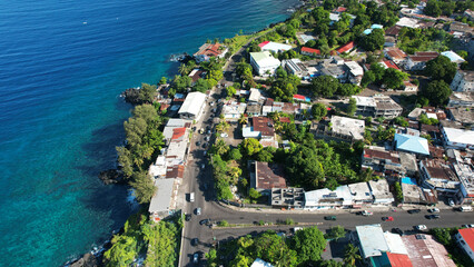 Aerial view of buildings in Moheli, Comoros