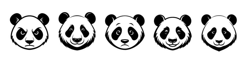 Set of panda face vector illustration, vector eps 10