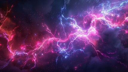 Fototapeta premium This photo depicts a striking lightning abstract image of a black background illuminated by multiple lightning strikes