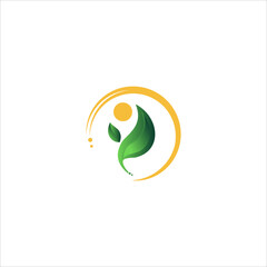 sprouting leaf with soft curves logo template for your business