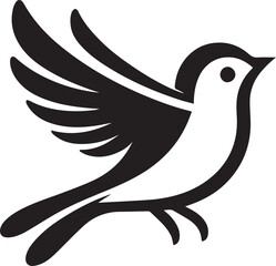 Obraz premium Minimalist black and white bird vector design perfect for logos, illustrations, and creative projects. Clean lines and simple design make it versatile for various digital and print applications.