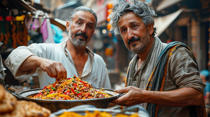 Man Experiencing Authentic Street Food Delight