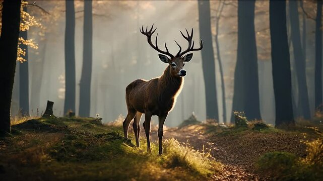 cerf foret stag cervidae king forest mammal hunt animal wild nature corn observation observe