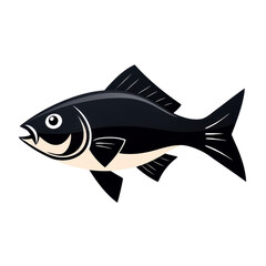 Obraz premium Black fish illustration with simple design and neutral background