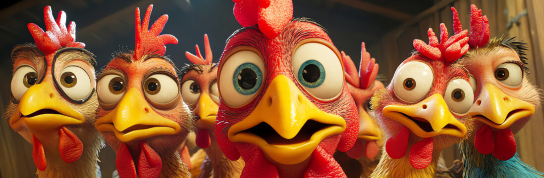 surprised chickens, AI generated
