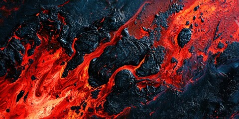 Lava flow with red and black colors